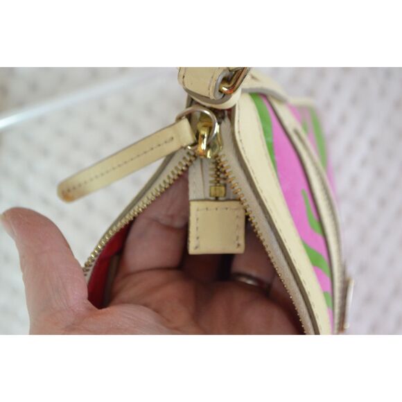 Dooney & Bourke Pink Green Zebra Leather Suki Crossbody Bag Y2K - Picture 12 of 16
